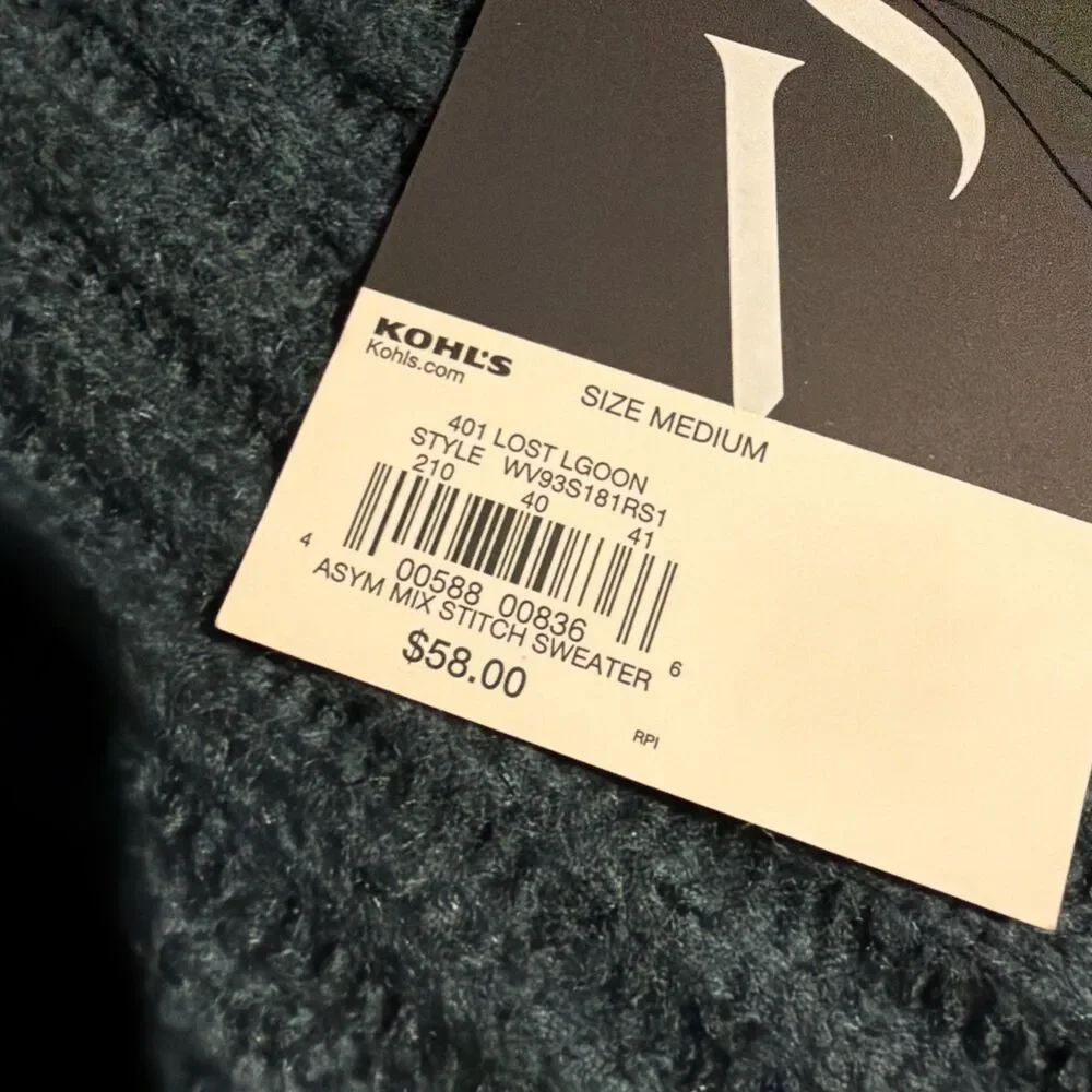 Simply Vera Vera Wang Sweater Womens M Green Pullover Chunky Knit NEW NWT